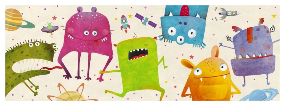 Alien Friends-Paper Art-56"x20"