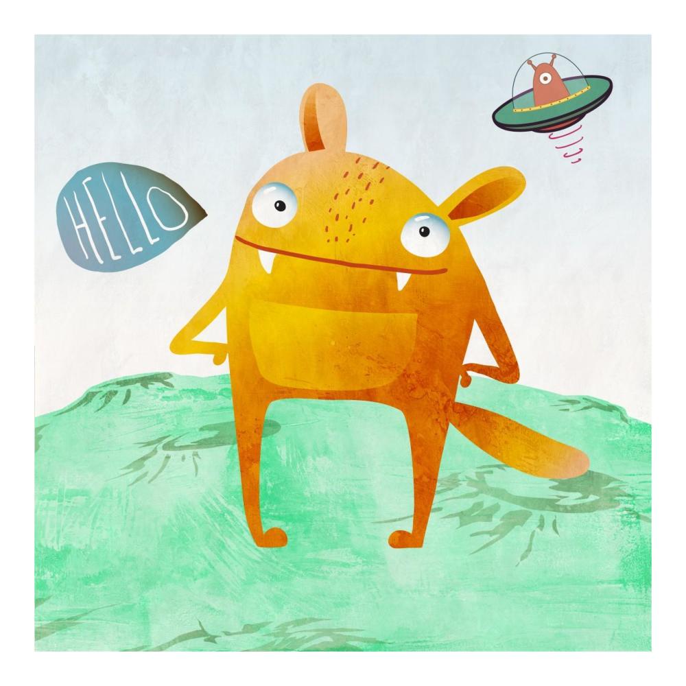 Alien Friend Number 4-Paper Art-20"x20"
