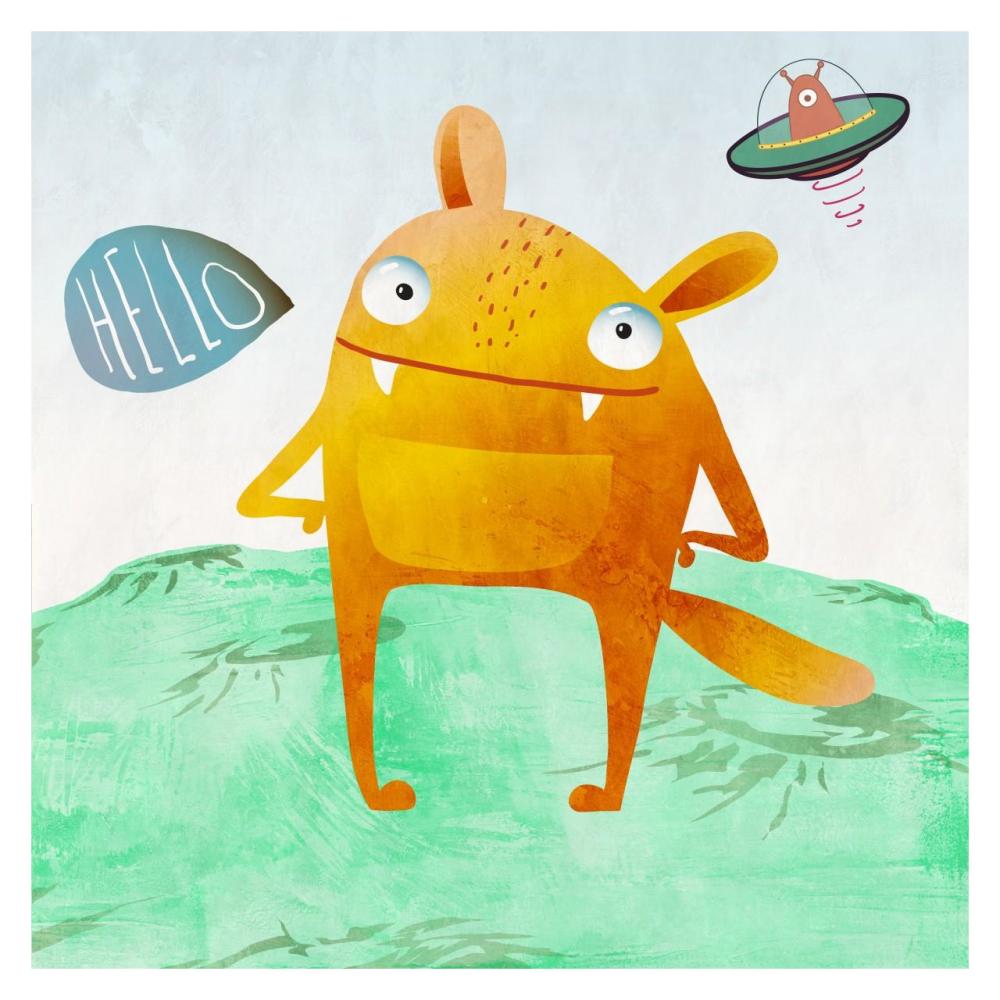Alien Friend Number 4-Paper Art-32"x32"