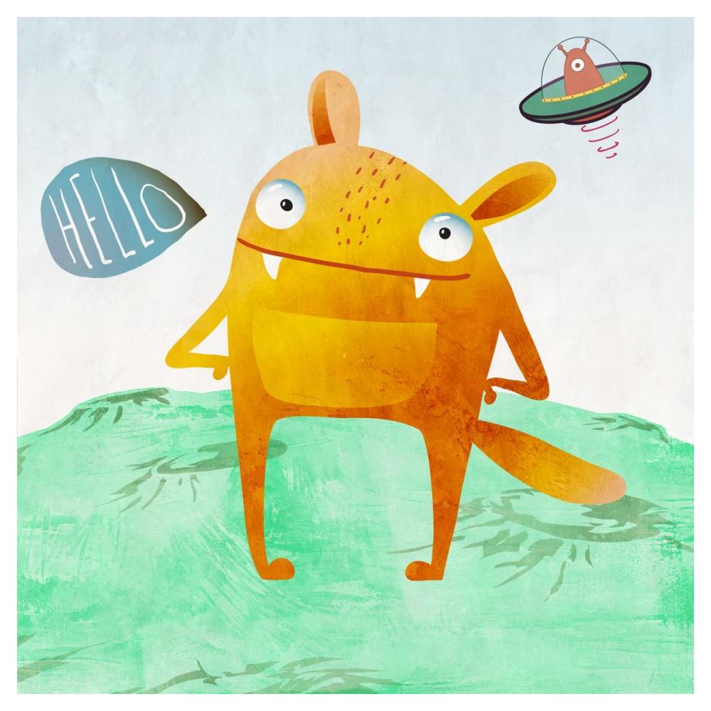 Alien Friend Number 4-Paper Art-42"x42"