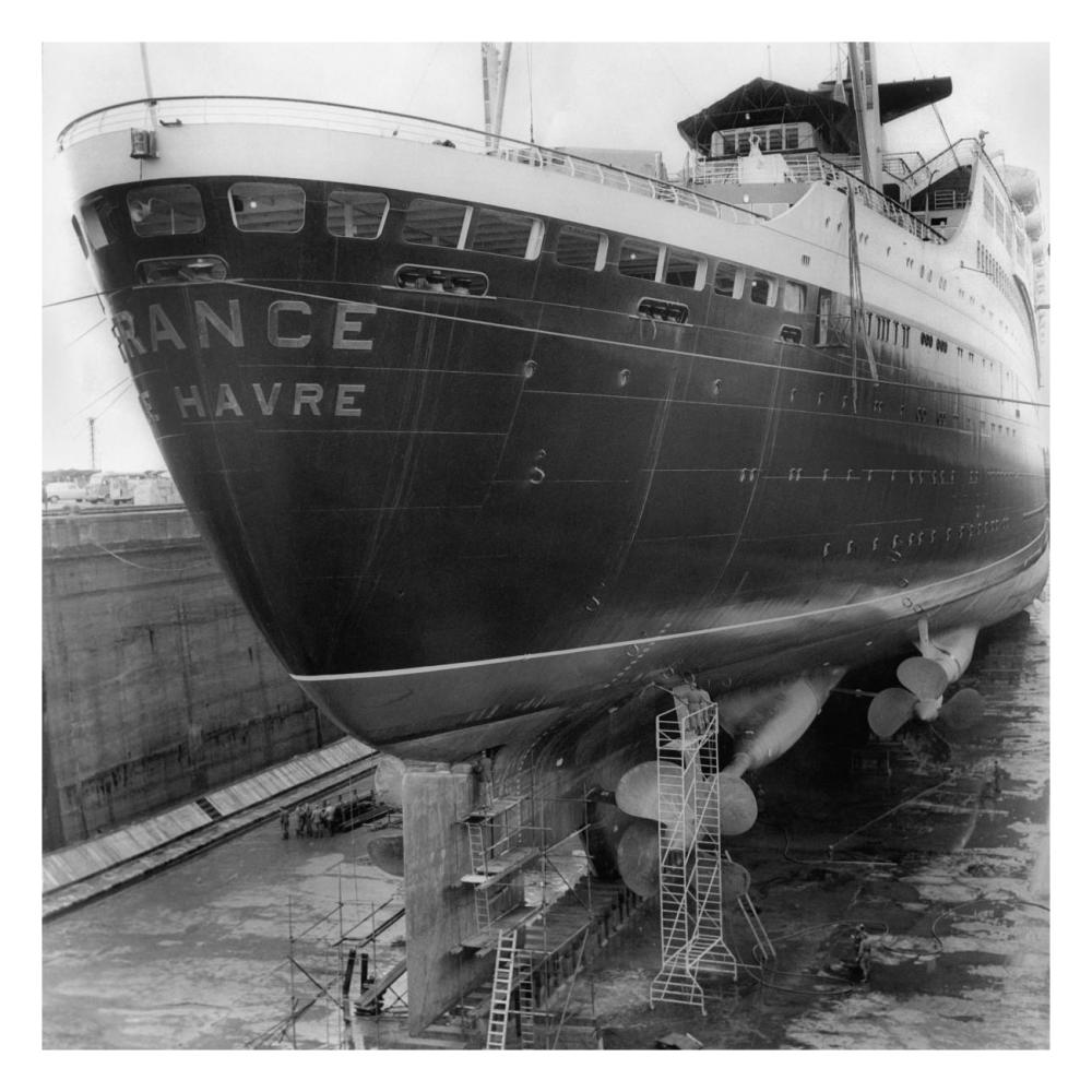 Le paquebot France dans le chantier naval de Saint Nazaire, 1961-Paper Art-26"x26"