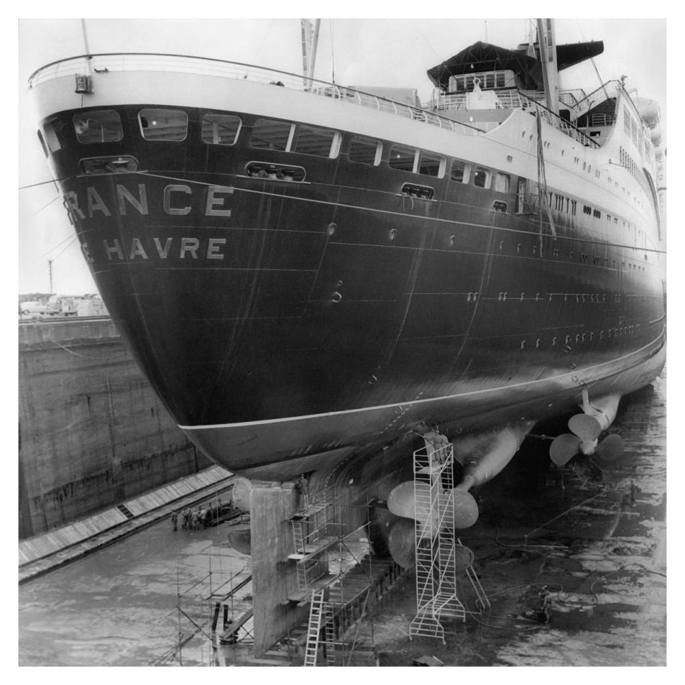 Le paquebot France dans le chantier naval de Saint Nazaire, 1961-Paper Art-38"x38"