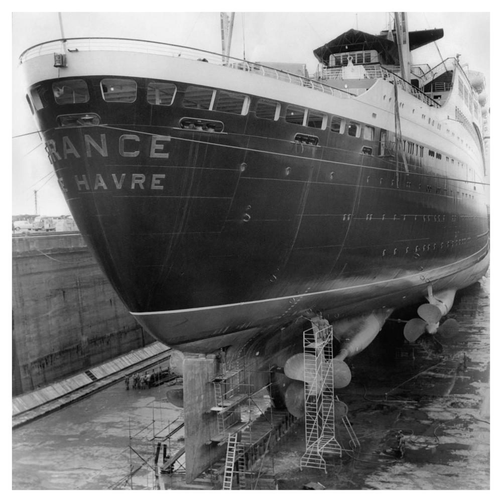 Le paquebot France dans le chantier naval de Saint Nazaire, 1961-Paper Art-42"x42"