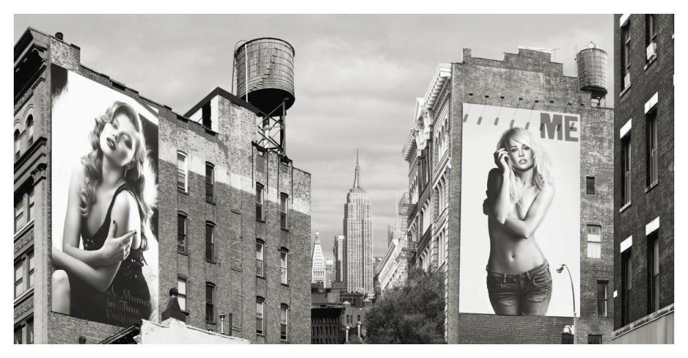 Billboards in Manhattan-Paper Art-50"x26"