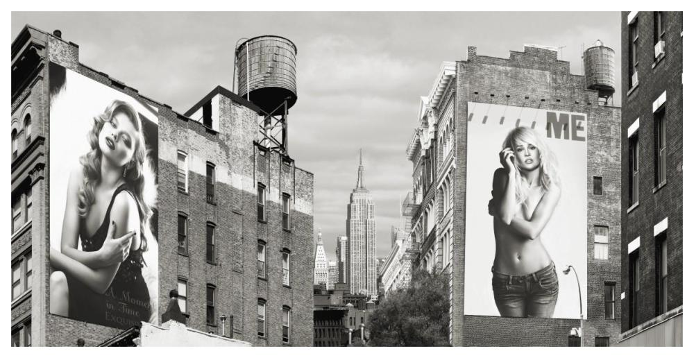 Billboards in Manhattan-Paper Art-62"x32"
