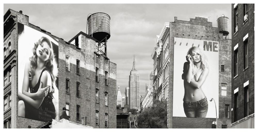 Billboards in Manhattan-Paper Art-74"x38"