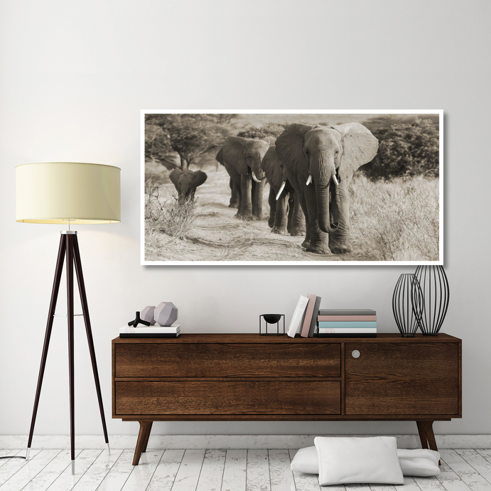 Herd of African Elephants, Kenya-Paper Art-74&quotx38"