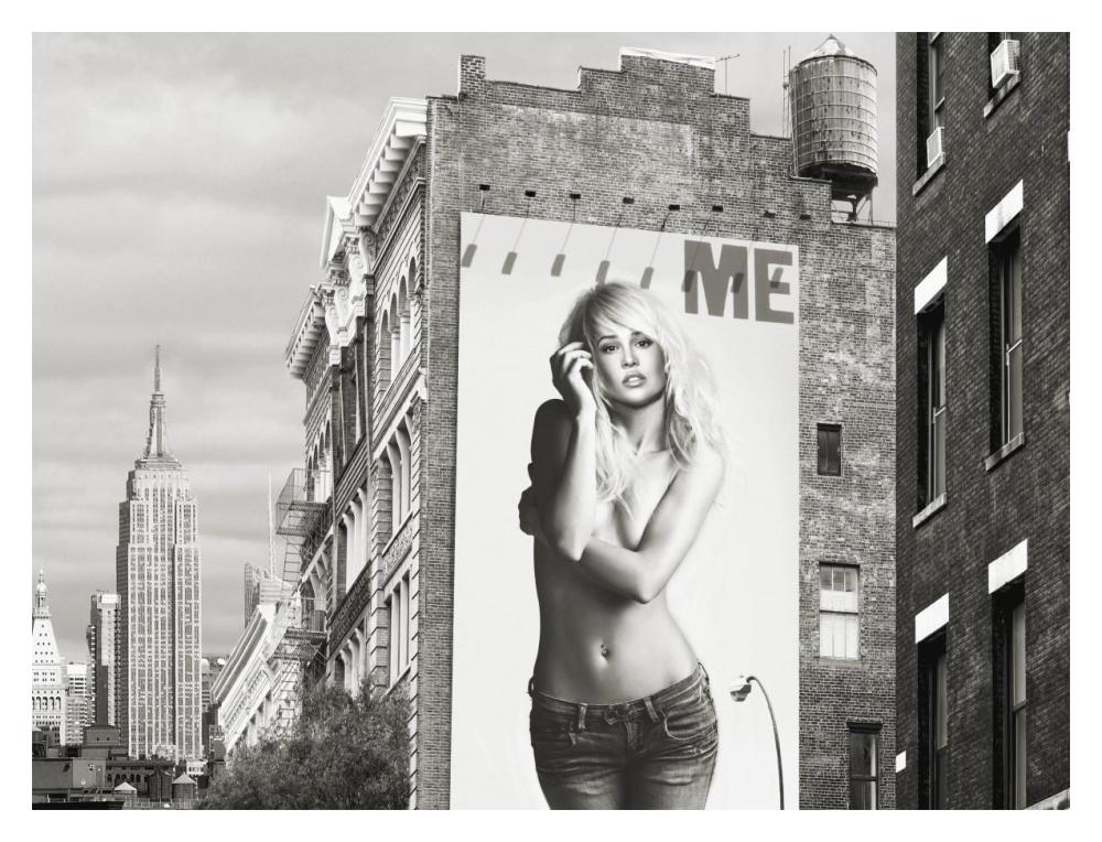 Billboards in Manhattan Number 2-Paper Art-18"x14"