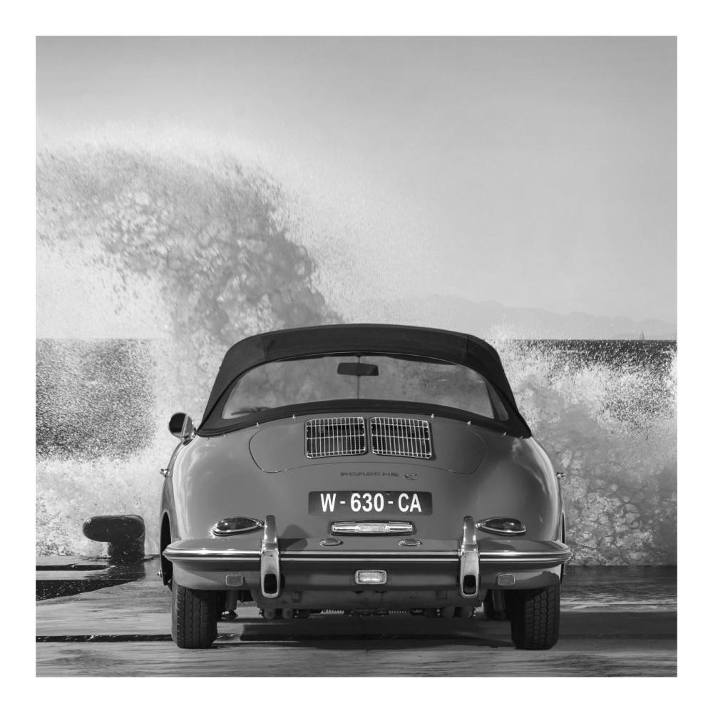 Ocean Waves Breaking on Vintage Beauties (BW detail 1)-Paper Art-20"x20"