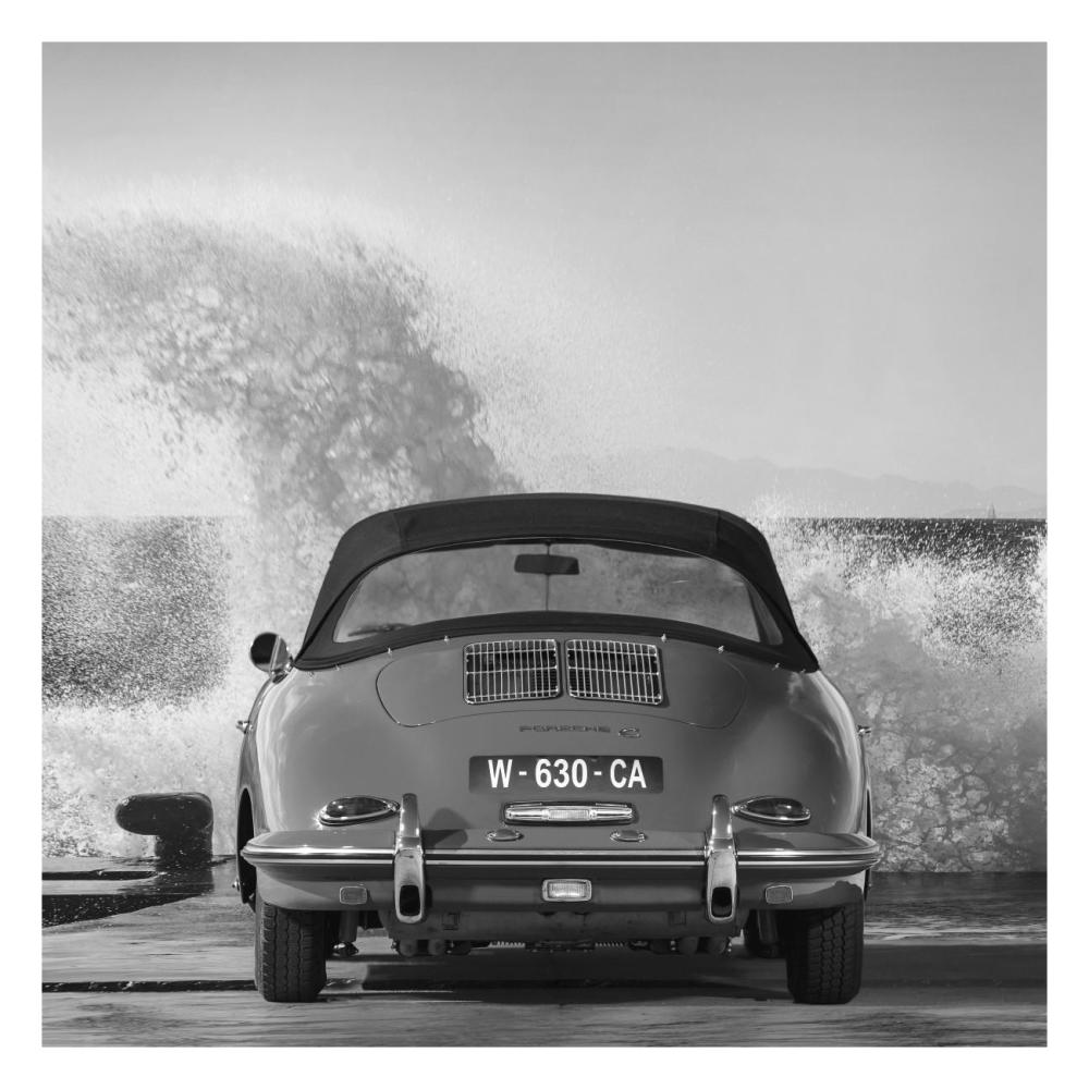 Ocean Waves Breaking on Vintage Beauties (BW detail 1)-Paper Art-26"x26"