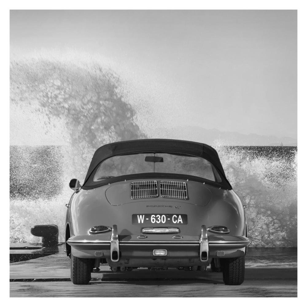 Ocean Waves Breaking on Vintage Beauties (BW detail 1)-Paper Art-32"x32"