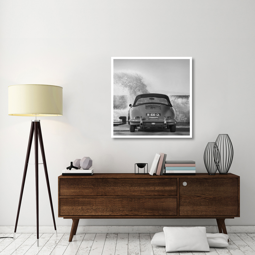 Ocean Waves Breaking on Vintage Beauties (BW detail 1)-Paper Art-38&quotx38"