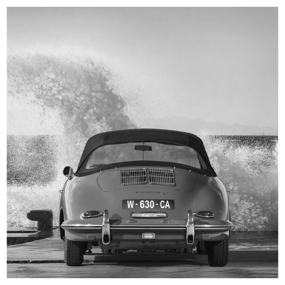 Ocean Waves Breaking on Vintage Beauties (BW detail 1)-Paper Art-42"x42"