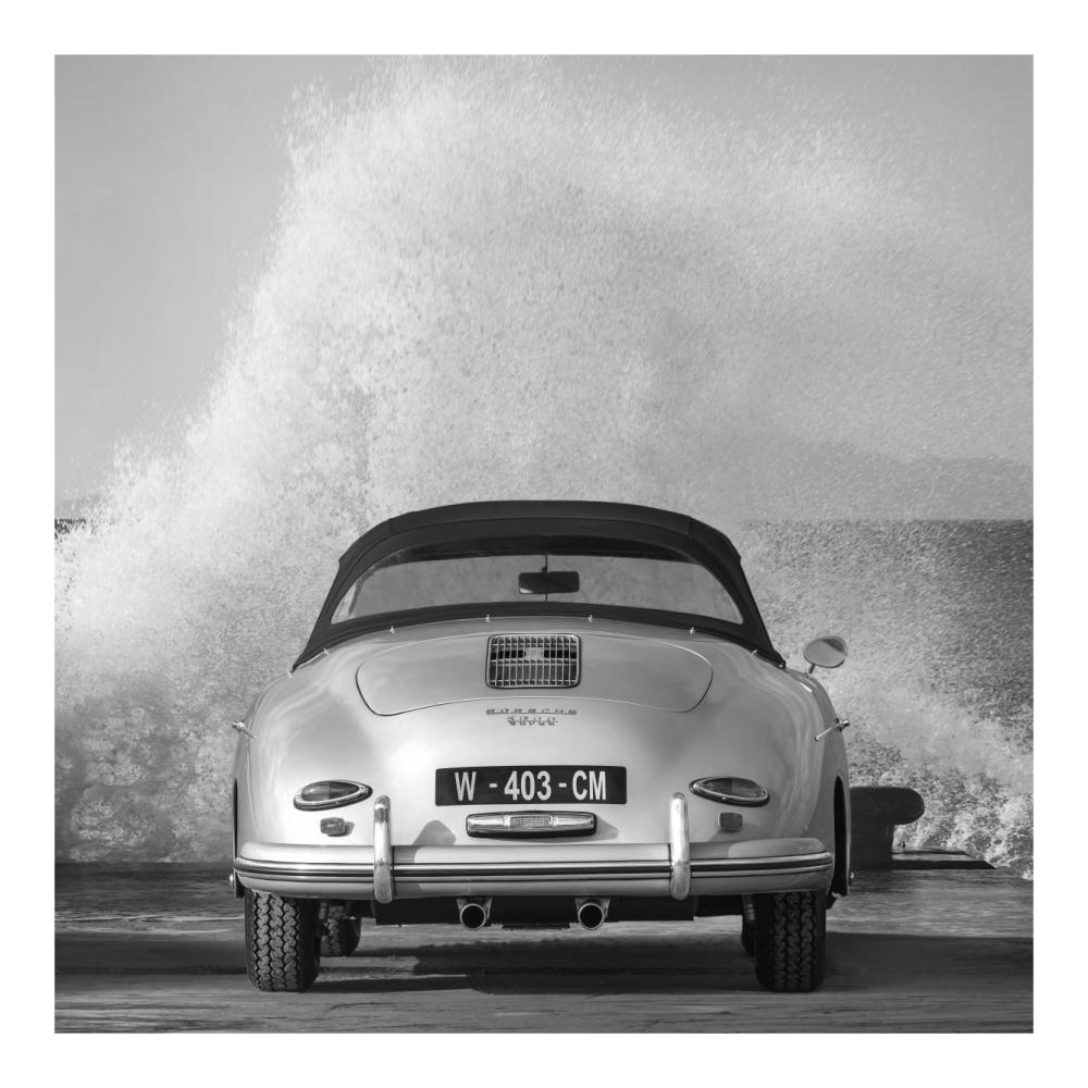 Ocean Waves Breaking on Vintage Beauties  (BW detail 2)-Paper Art-20"x20"