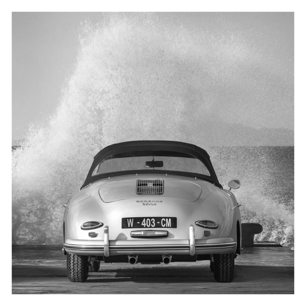 Ocean Waves Breaking on Vintage Beauties  (BW detail 2)-Paper Art-26"x26"