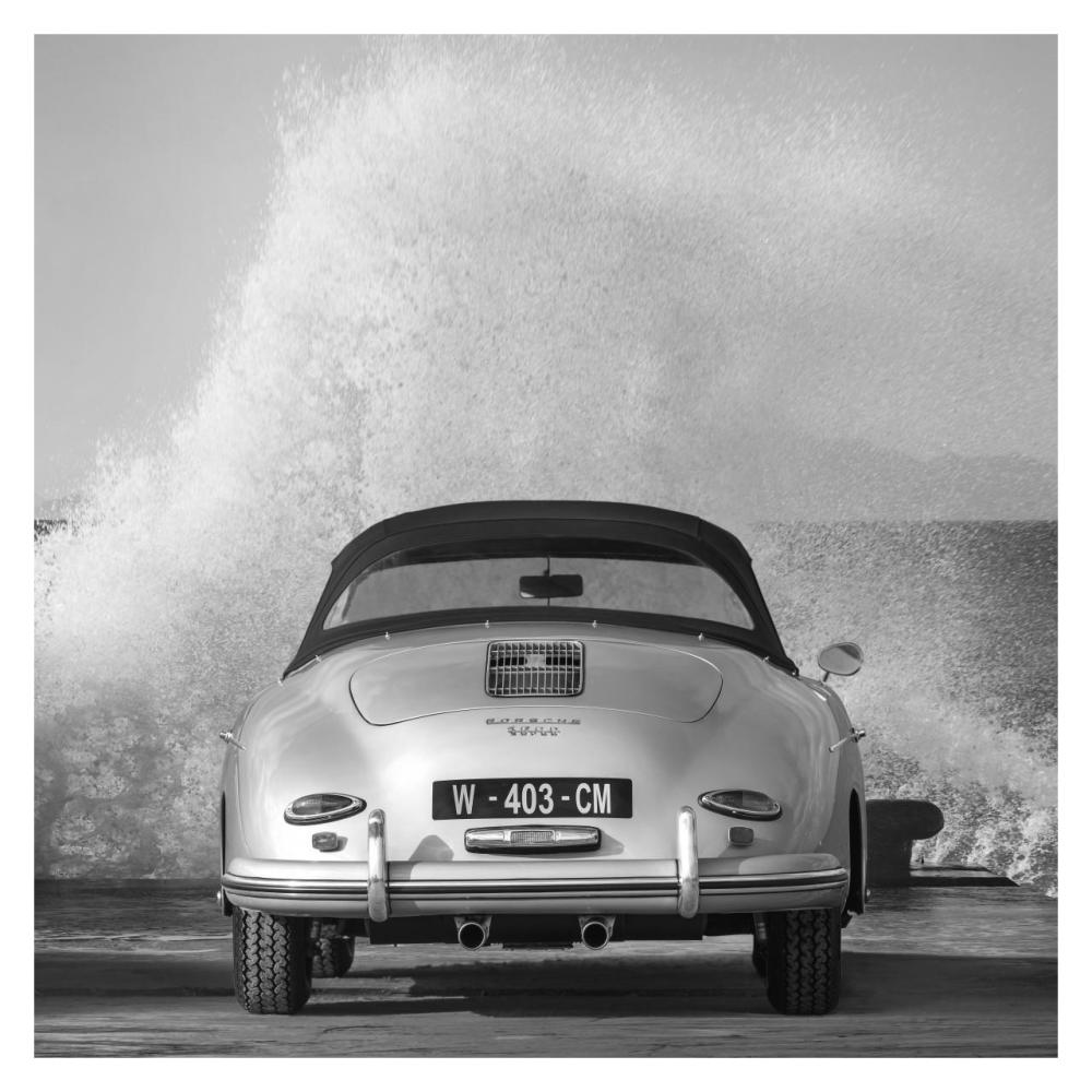 Ocean Waves Breaking on Vintage Beauties  (BW detail 2)-Paper Art-32"x32"