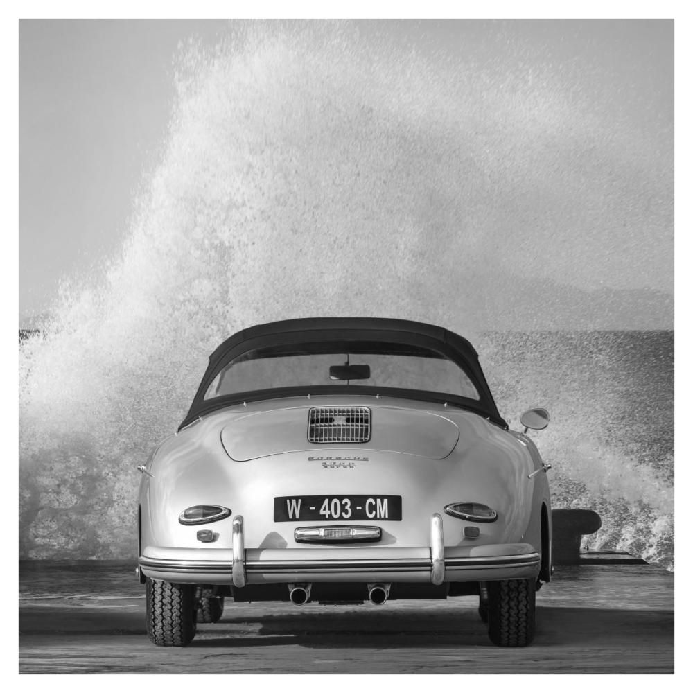 Ocean Waves Breaking on Vintage Beauties  (BW detail 2)-Paper Art-38"x38"
