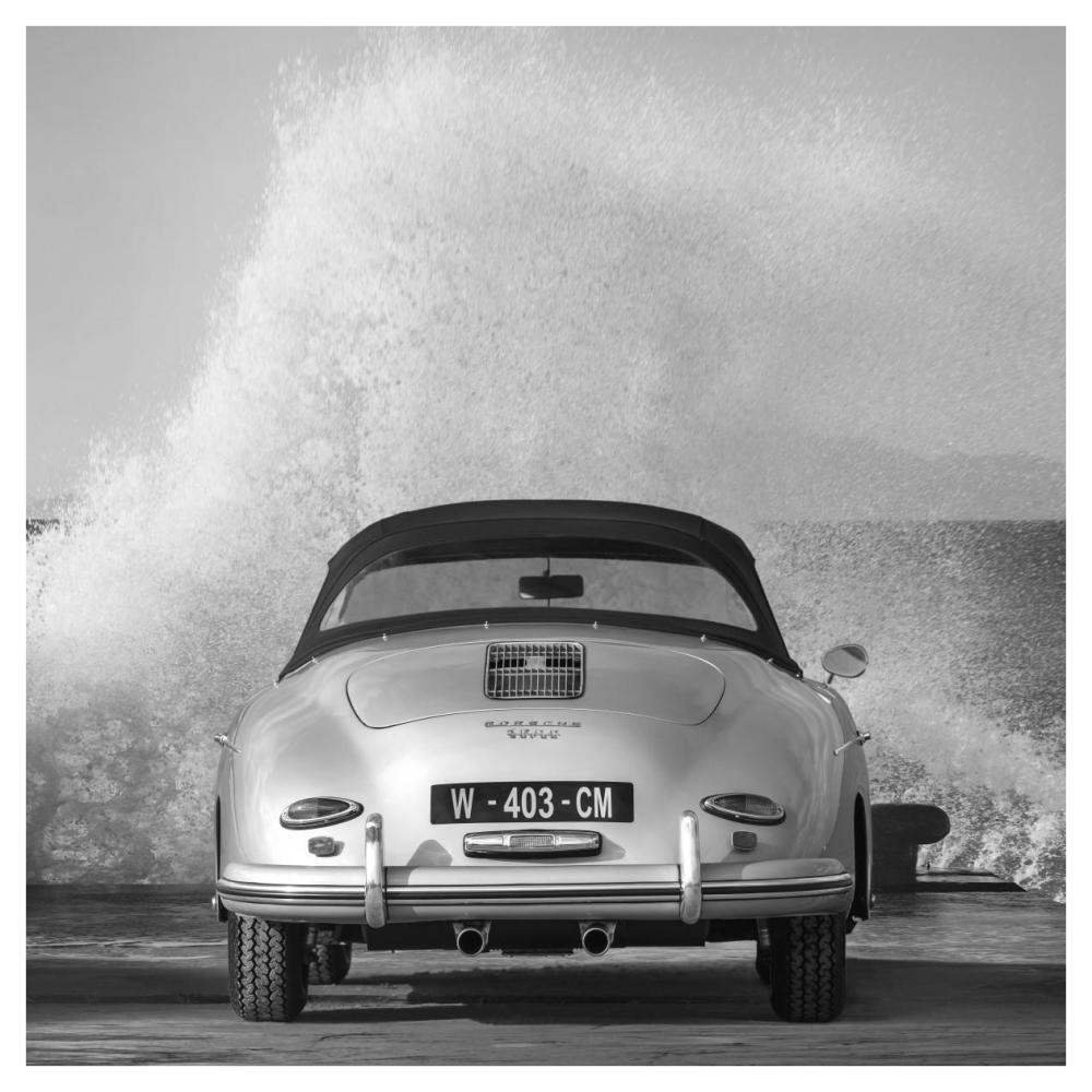 Ocean Waves Breaking on Vintage Beauties  (BW detail 2)-Paper Art-42"x42"