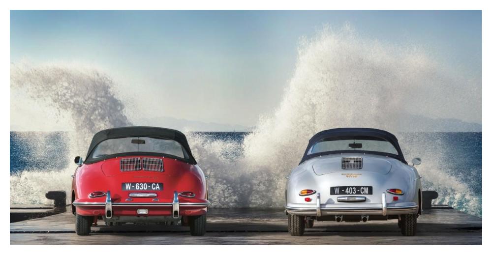 Ocean Waves Breaking on Vintage Beauties-Paper Art-50"x26"