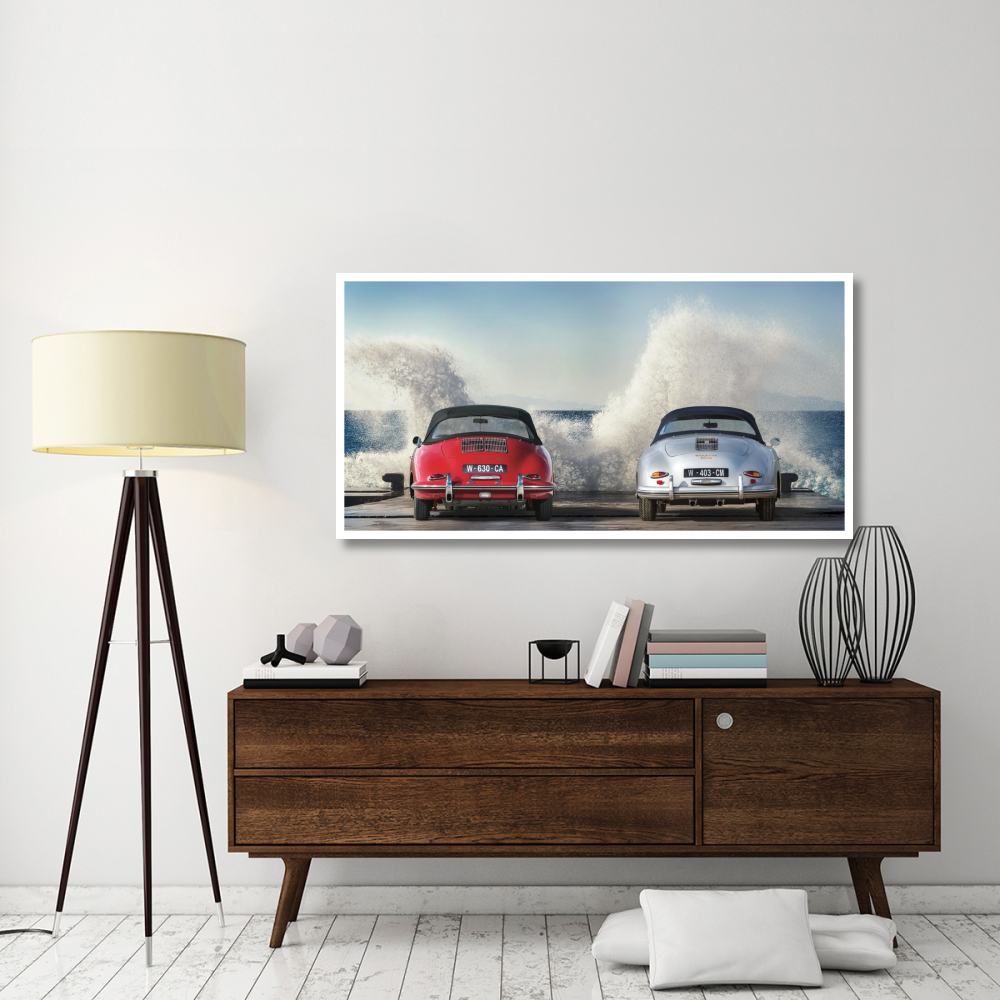 Ocean Waves Breaking on Vintage Beauties-Paper Art-62&quotx32"