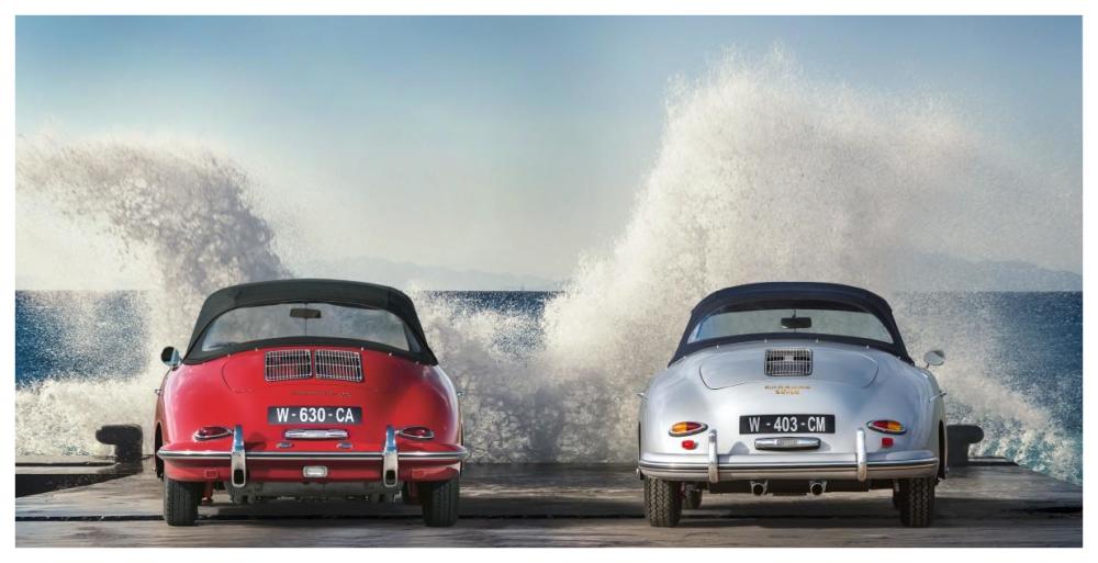 Ocean Waves Breaking on Vintage Beauties-Paper Art-74"x38"