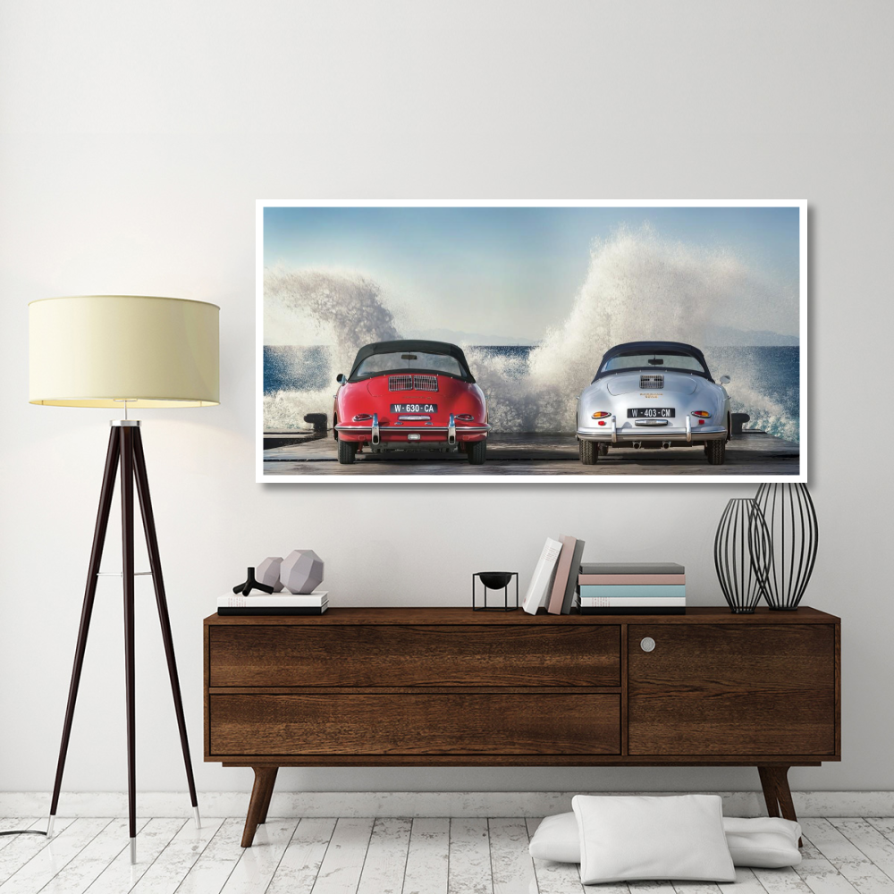 Ocean Waves Breaking on Vintage Beauties-Paper Art-74&quotx38"