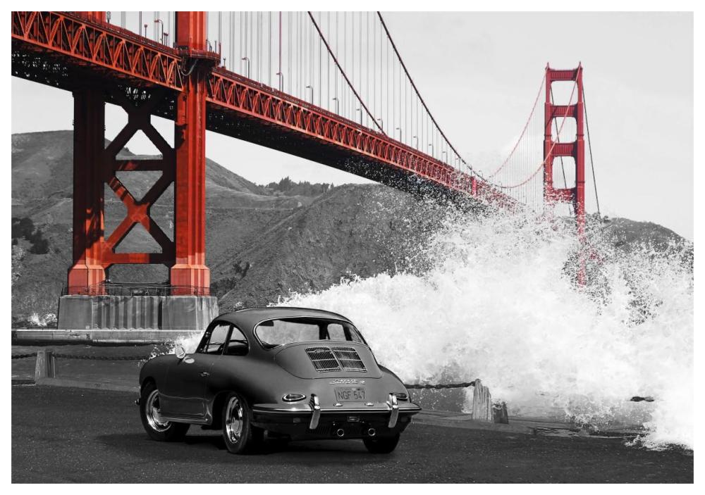 Under the Golden Gate Bridge, San Francisco (BW)-Paper Art-62"x42"