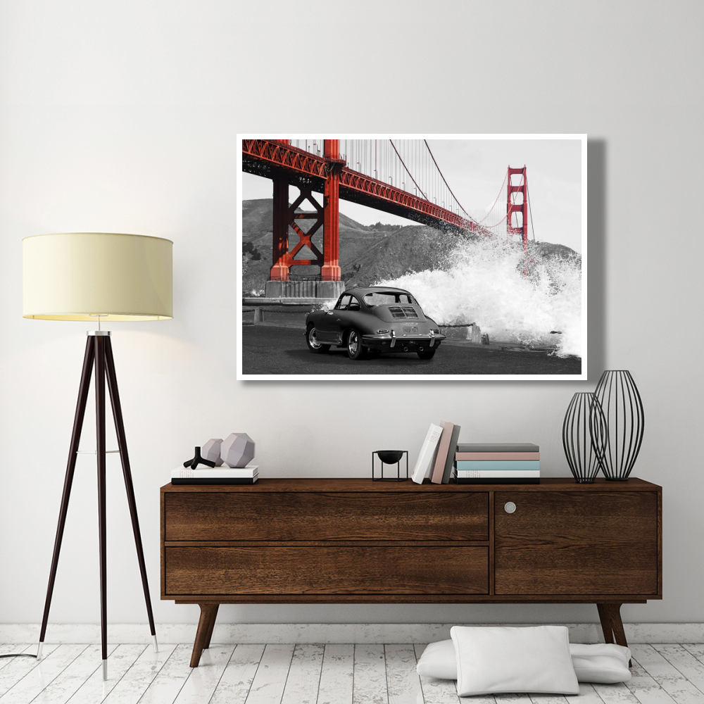 Under the Golden Gate Bridge, San Francisco (BW)-Paper Art-62&quotx42"