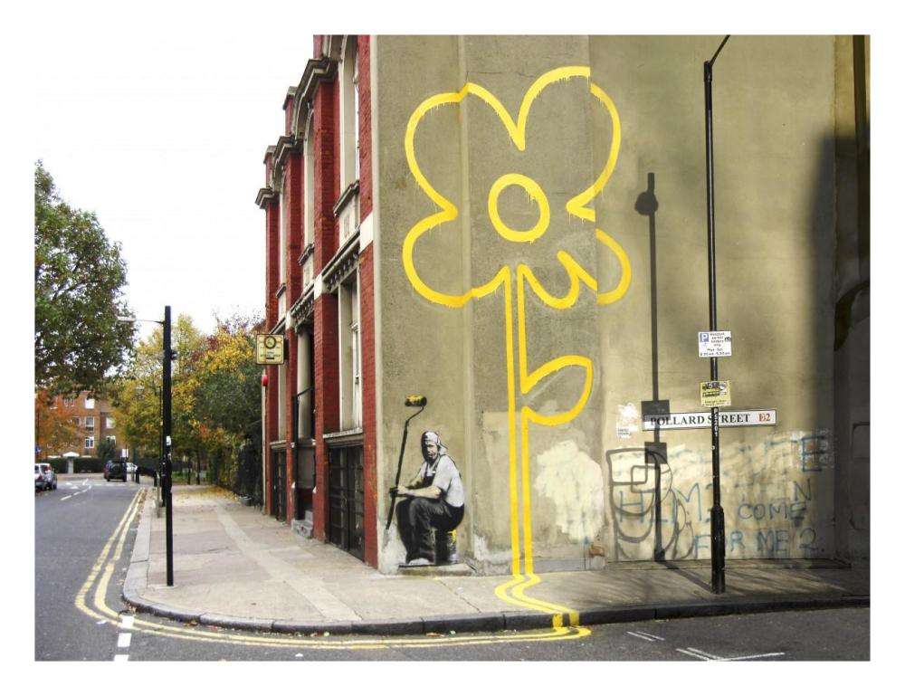 Pollard Street, London (graffiti attributed to Banksy)-Paper Art-26"x20"