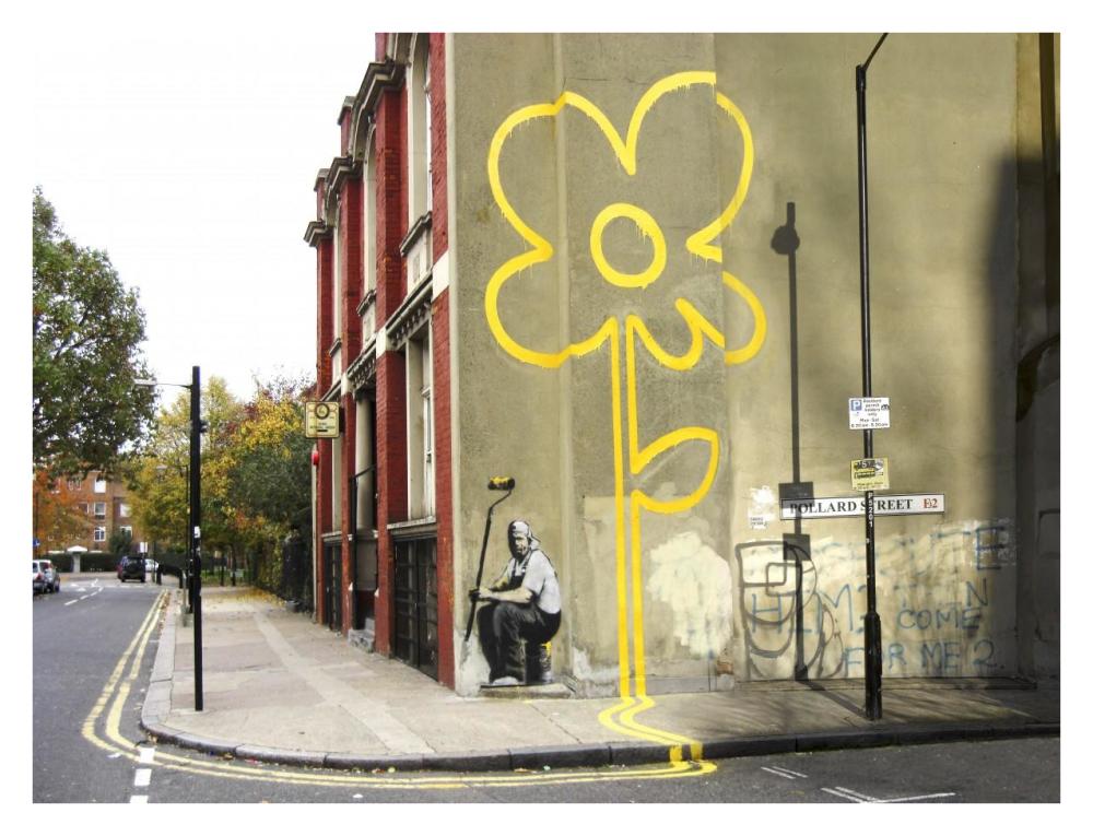 Pollard Street, London (graffiti attributed to Banksy)-Paper Art-34"x26"