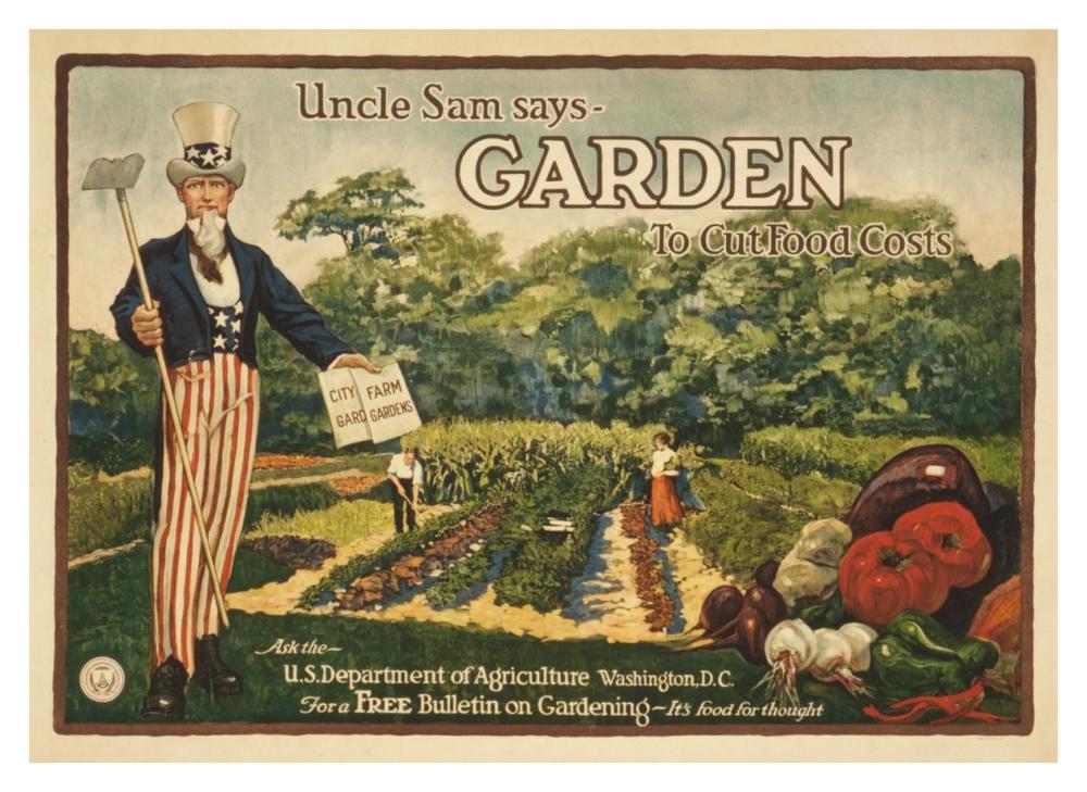 Uncle Sam says - garden to cut food costs, 1917-Paper Art-38"x28"