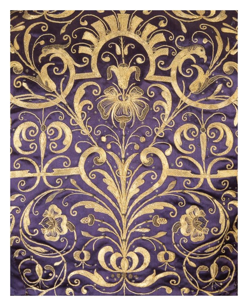 Detail of gold-plated embroidery on a man's waistcoat, ca. 1620-Paper Art-24"x30"