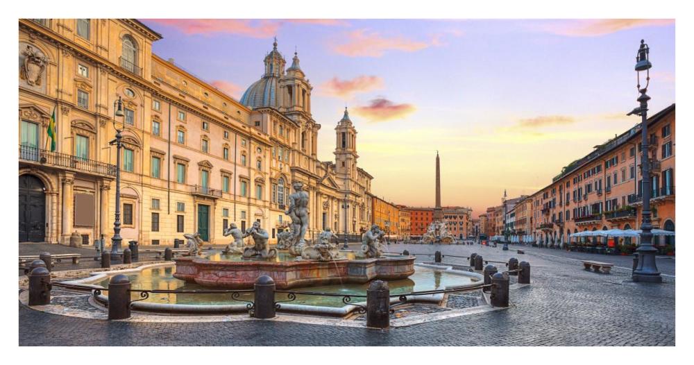 Piazza Navona, Roma-Paper Art-38"x20"