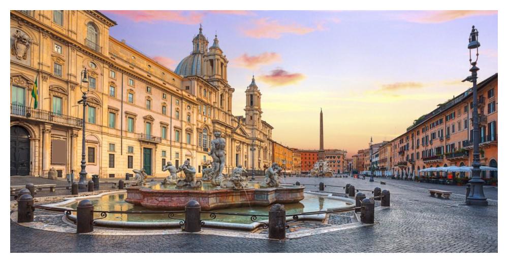 Piazza Navona, Roma-Paper Art-50"x26"