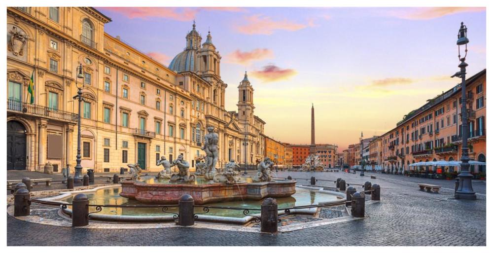Piazza Navona, Roma-Paper Art-74"x38"