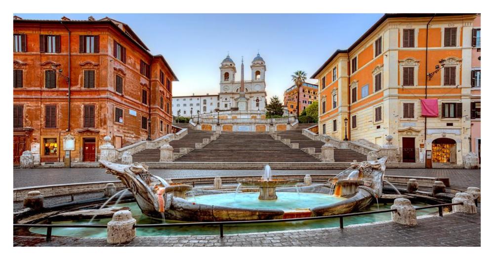 Piazza di Spagna, Roma-Paper Art-38"x20"