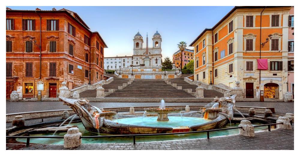 Piazza di Spagna, Roma-Paper Art-50"x26"