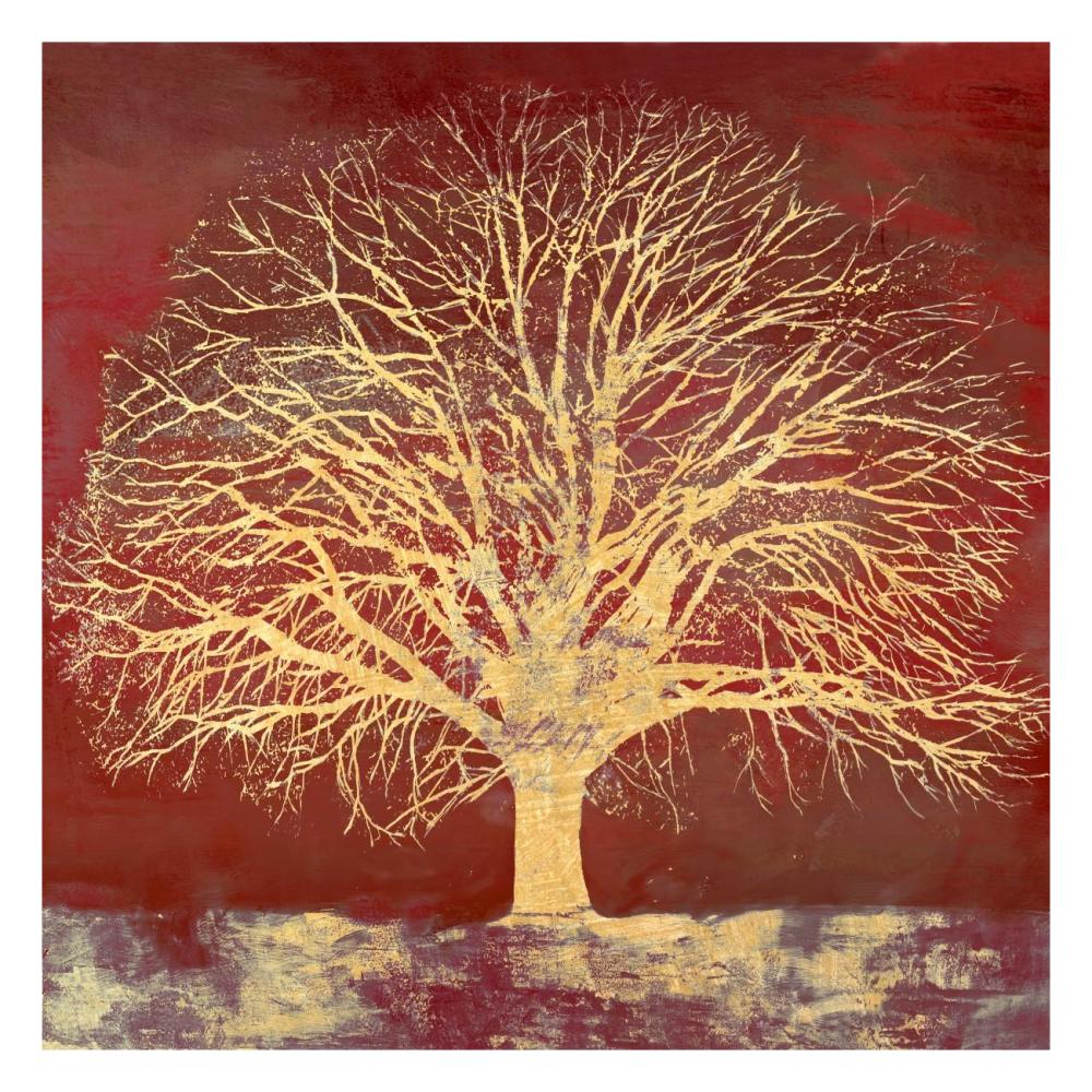 Crimson Oak-Paper Art-26"x26"