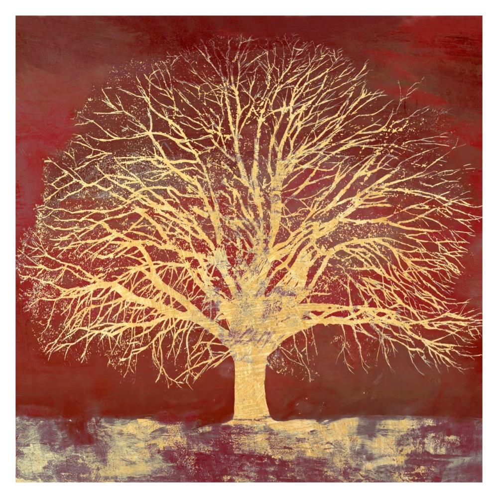 Crimson Oak-Paper Art-32"x32"