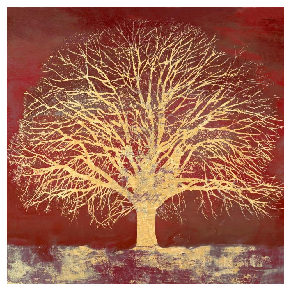Crimson Oak-Paper Art-42"x42"