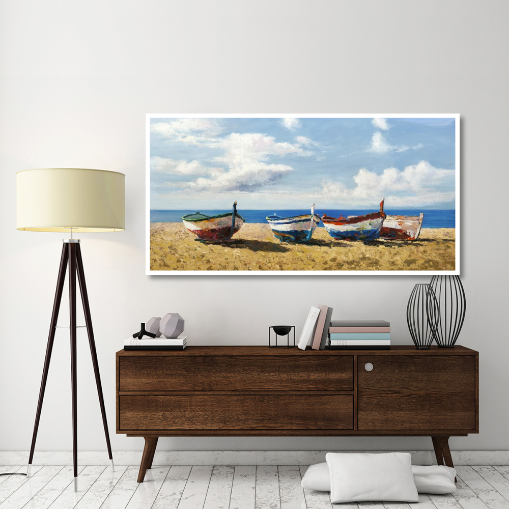 Boats on the Beach-Paper Art-74&quotx38"