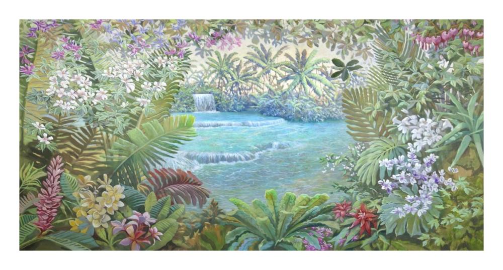 Cascata tropicale-Paper Art-26"x14"