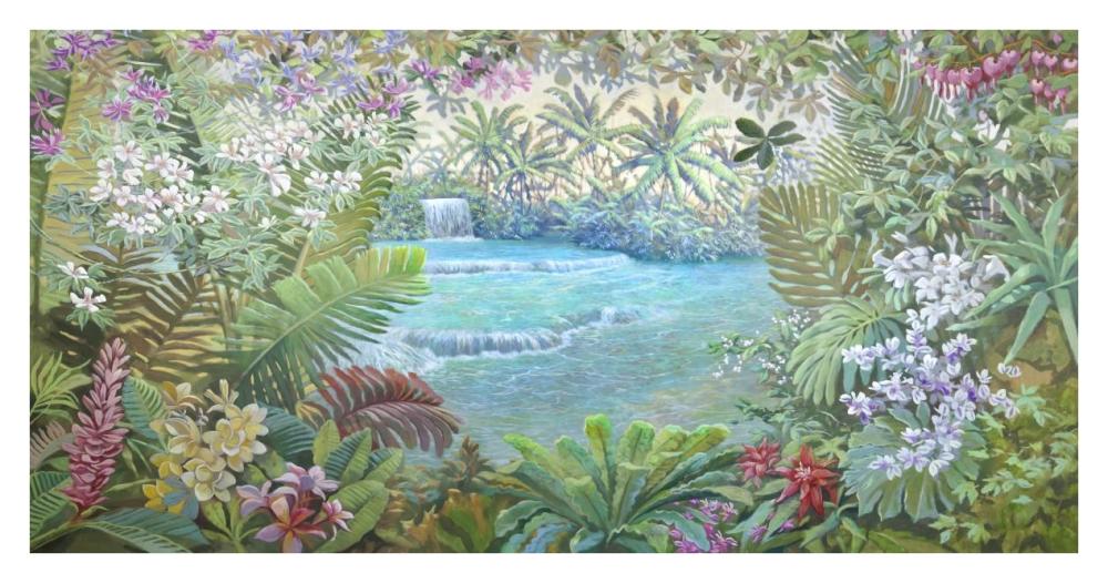 Cascata tropicale-Paper Art-38"x20"