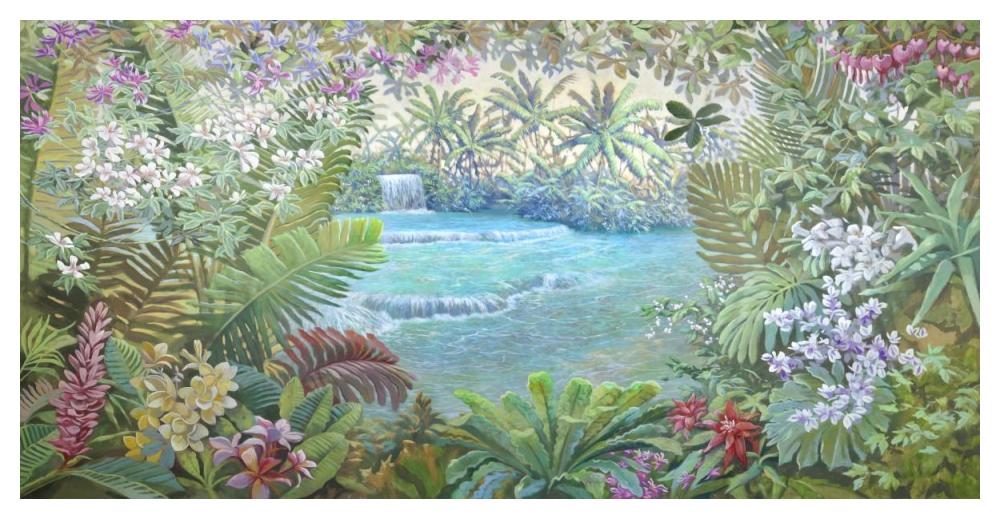 Cascata tropicale-Paper Art-50"x26"