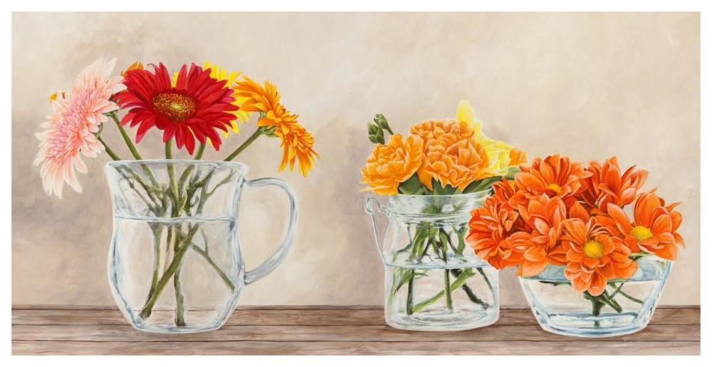 Fleurs et Vases Jaune-Paper Art-62"x32"
