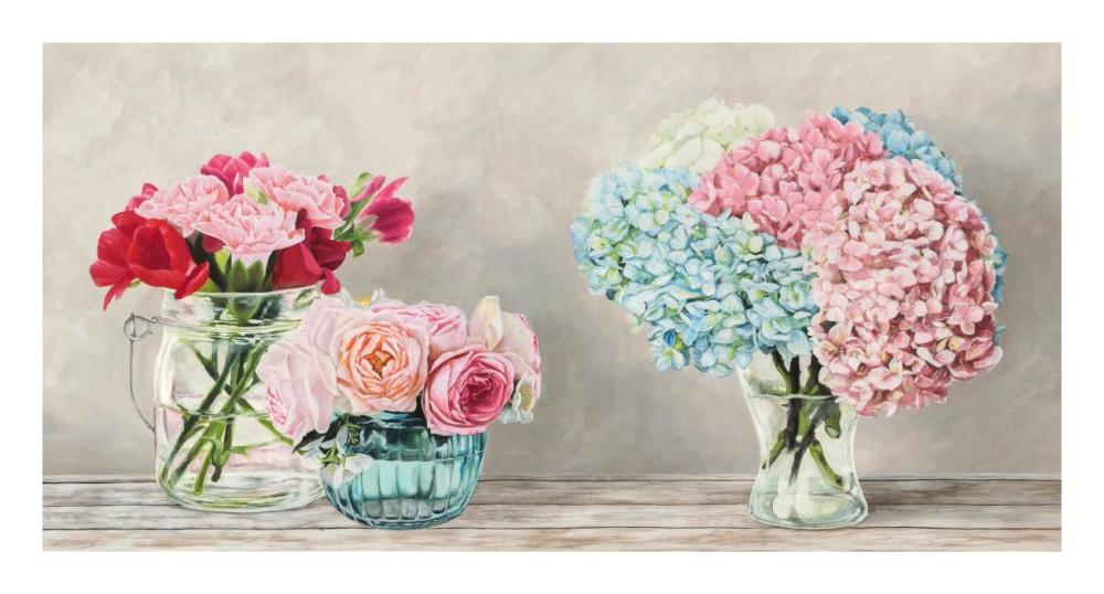 Fleurs et Vases Blanc-Paper Art-26"x14"