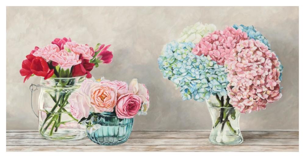 Fleurs et Vases Blanc-Paper Art-50"x26"