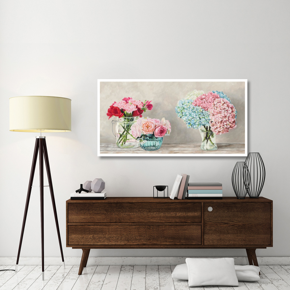 Fleurs et Vases Blanc-Paper Art-62&quotx32"