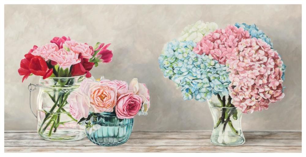 Fleurs et Vases Blanc-Paper Art-74"x38"