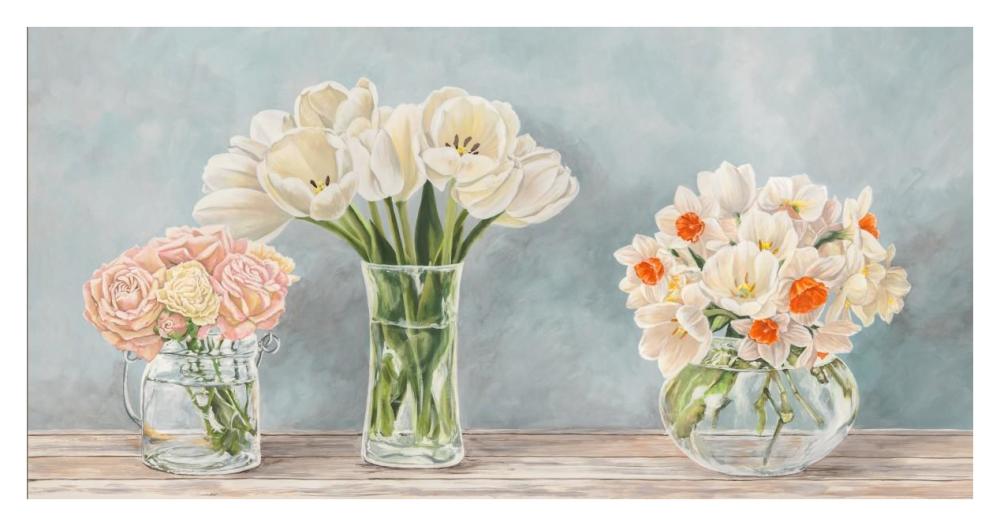Fleurs et Vases Aquamarine-Paper Art-38"x20"